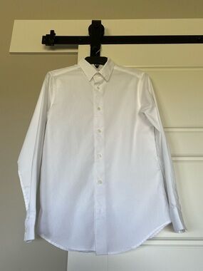 Boys Calvin Klein White Button-Down Dress Shirt - Long Sleeve